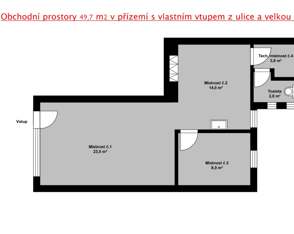 PRODÁNO - Prodej obchodních prostor s výlohou a vlastním vstupem v centru města Olomouc